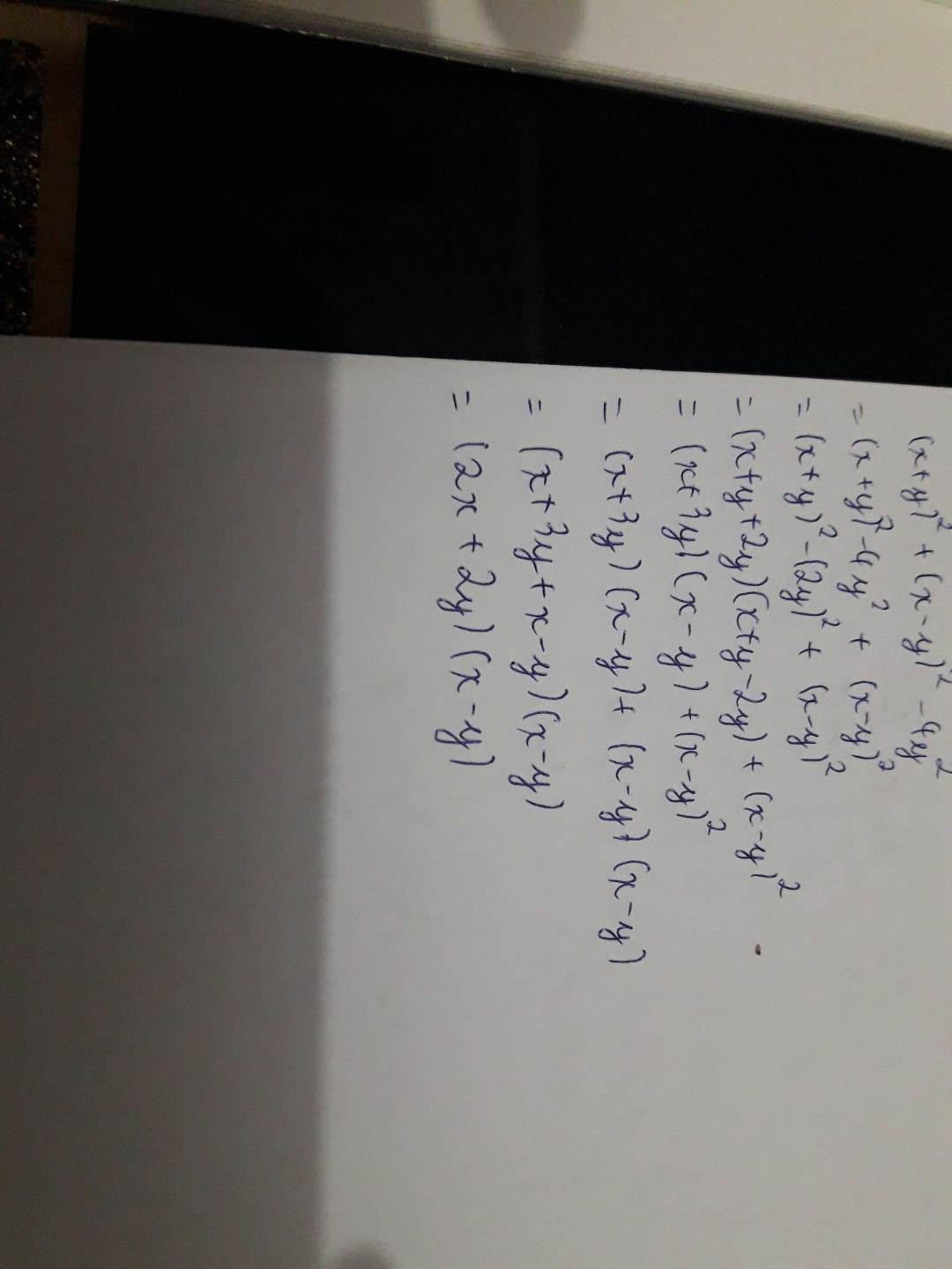 Rút gọn biểu thức (x+y)^2 + (x-y)^2 -4y^2