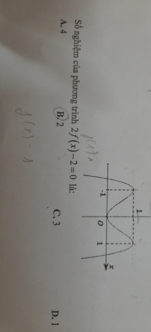 Tìm nghiệm của pt 2f(x)-2=0