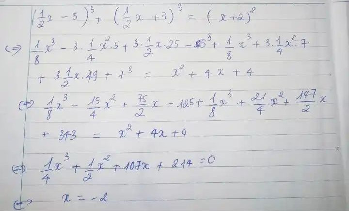 Tìm x , biết : (1/2×x-5)^3+(1/2×x+7)^3=(x+2)^3