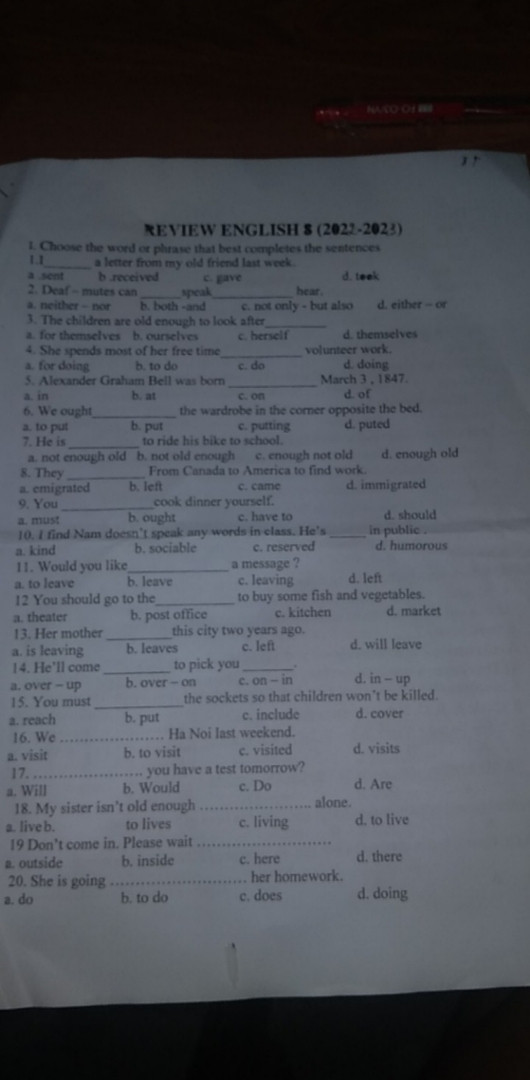 I.      a letter from my old friend la st week