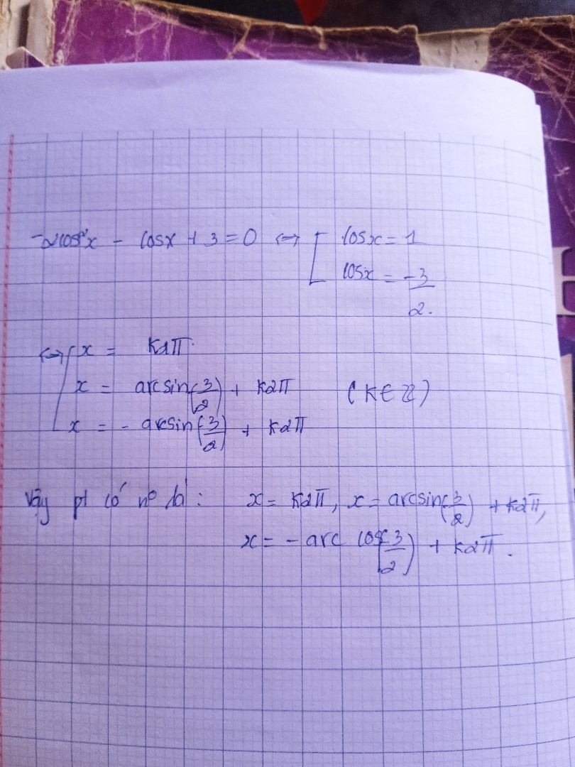 -2cos2x - cosx +3 =0