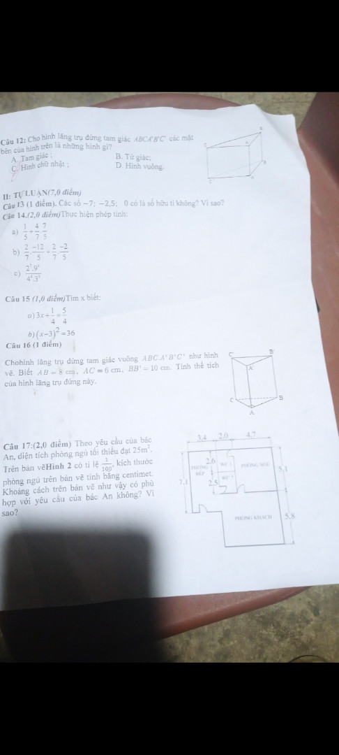 Rút gọn đa thức :x⁵–3x²+8x⁴–5x²–x⁵+x–7