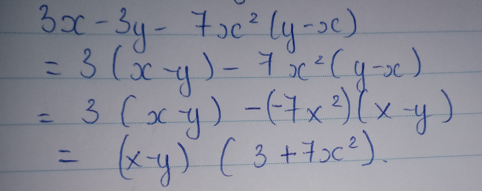 3x-3y-7x²(y-x)