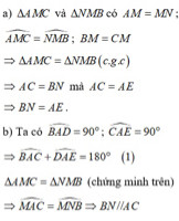 Cho tam giác ABC có góc A &lt;90 độ . Gọi M là trung điểm cạnh BC. Trên nửa mặt...