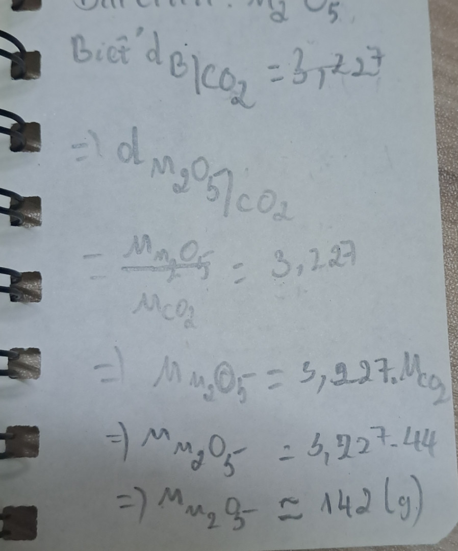 Hợp chất B tạo bởi 2 nguyên tử M và 5 nguyên tử O, biết tỉ khối của B so với khí CO2 là 3,227. Xác định công thức hóa học của hợp chất B