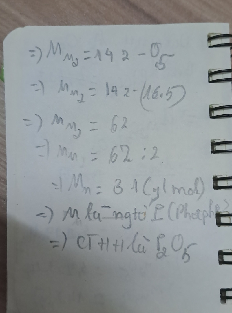 Hợp chất B tạo bởi 2 nguyên tử M và 5 nguyên tử O, biết tỉ khối của B so với khí CO2 là 3,227. Xác định công thức hóa học của hợp chất B