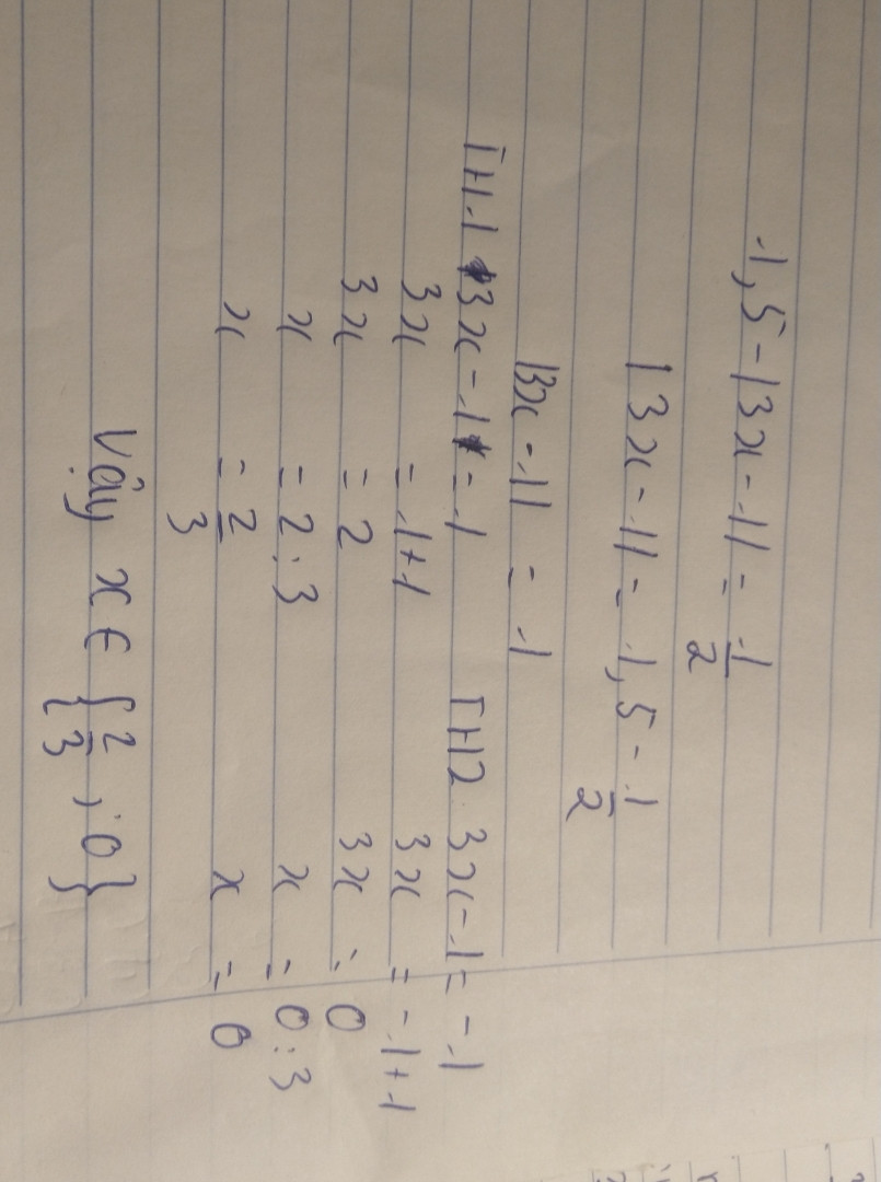 c) 1,5 - |3x-1| = 1/2