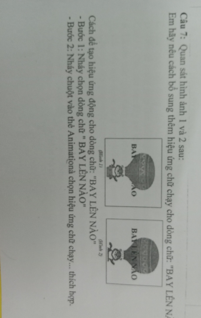 Em hãy nêu các bước tạo hiệu ứng cho đối tượng?