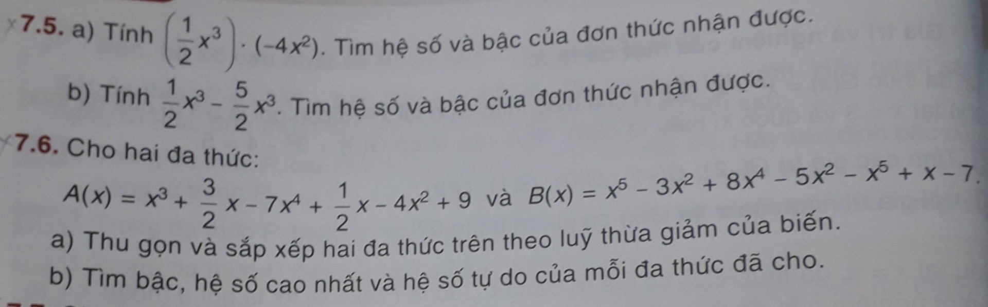 Cho hai đa thức: