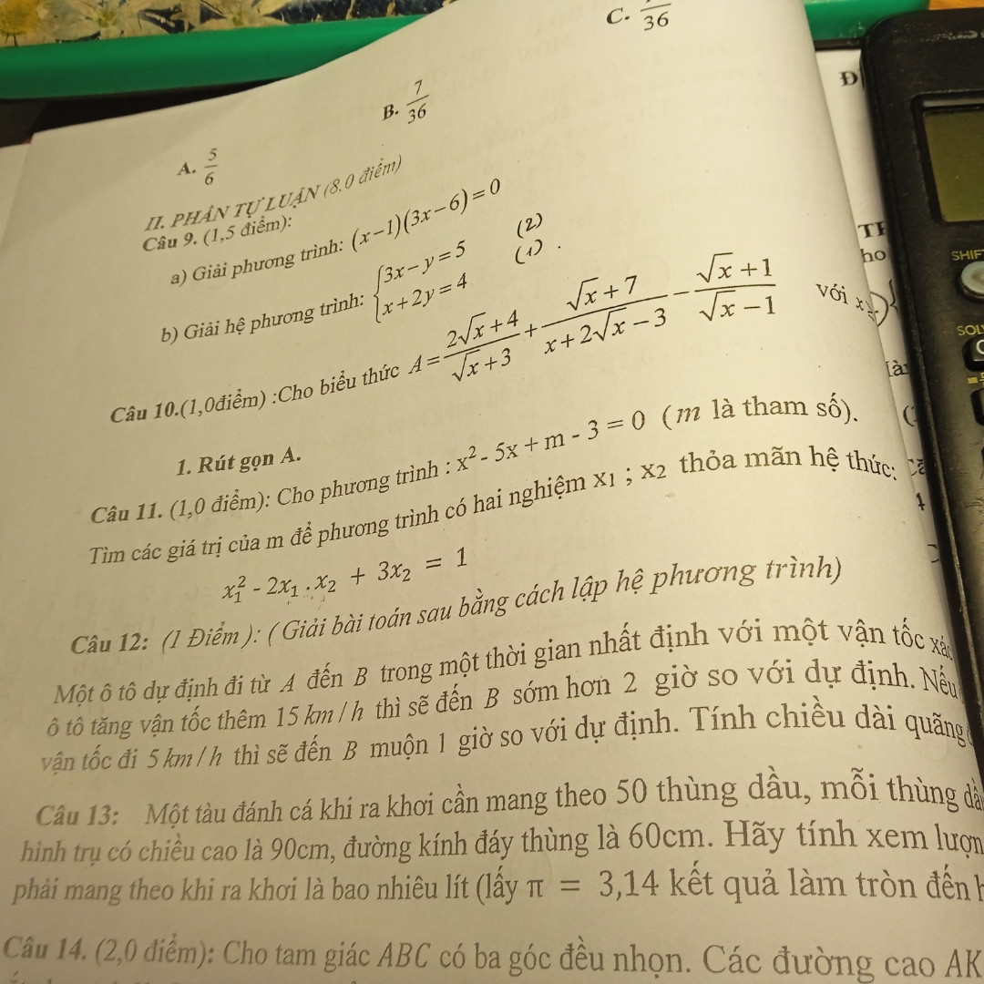 X bình trừ 5x cộng m trừ 3 bằng 0. (M là tham số ) tìm các giá trị của m để pt c