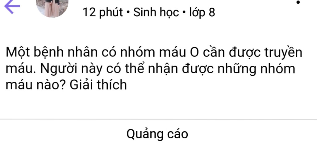 Một bệnh nhân có nhóm máu O cần được truyền máu. Người này có thể nhận được những nhóm máu nào? Giải thích