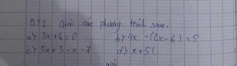 4x-(2x-6)=5
Giải phương trình