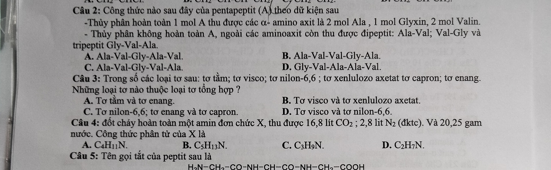 Công thức nào sau đây của pentapeptit theo dữ kiện sau
Thủy phân hoàn toàn 1 mol a thu được các anpha amino axit là 2 mol ala 1 mol glyxin 2 mol valin