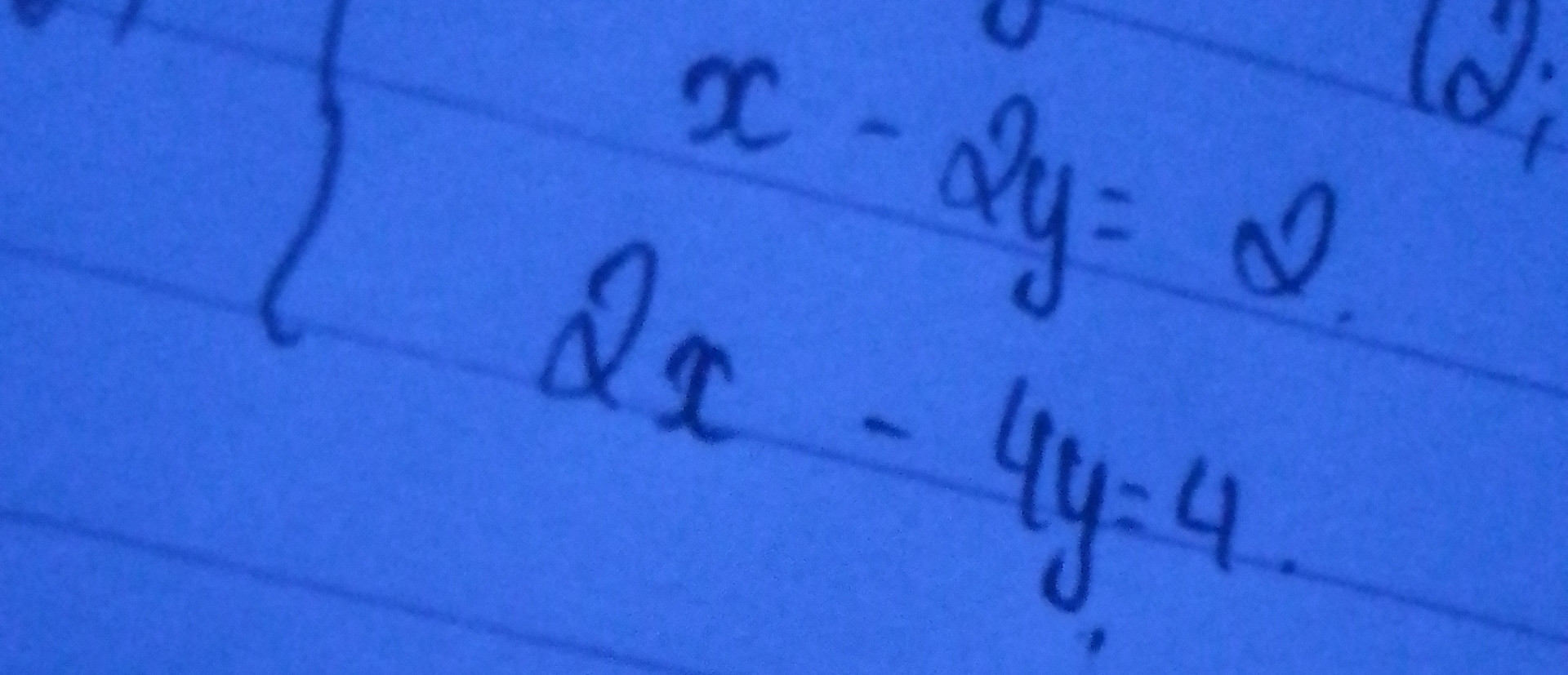 Giải hệ phương trình:2x - y = -5-2x + y = 11