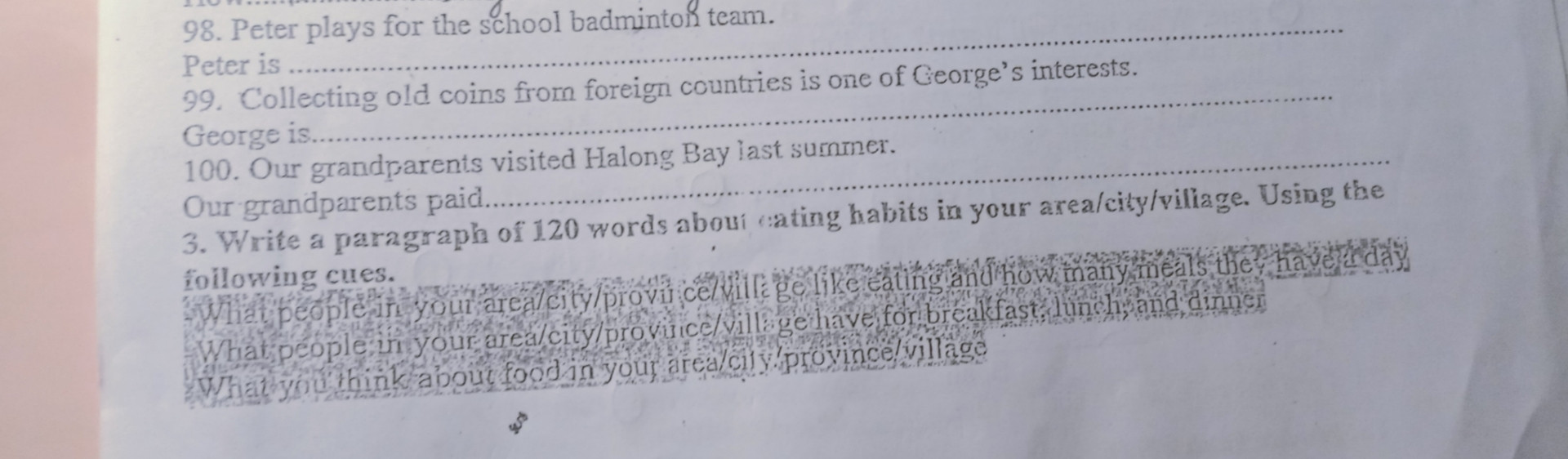 Dùng từ và cụm từ đã cho thành câu hoàn chỉnh
1, Those/ book/ back/ library/ be/ Vietnamese
2, Vietnamese students/ have/ more/ fewer vacation/ American ones?