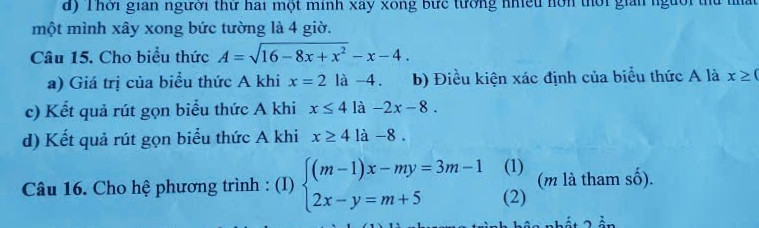 Cho phương trình : 3x2 - 5x + m = 0 ,với m là tham số. Xác định m để phương trìn