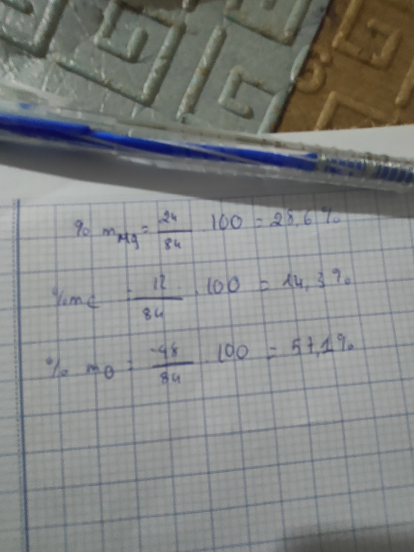 Tính thành phần, phần trăm về khối lượng của nguyên tố Mgco3