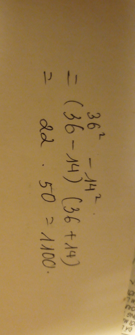36^2 -14^2 