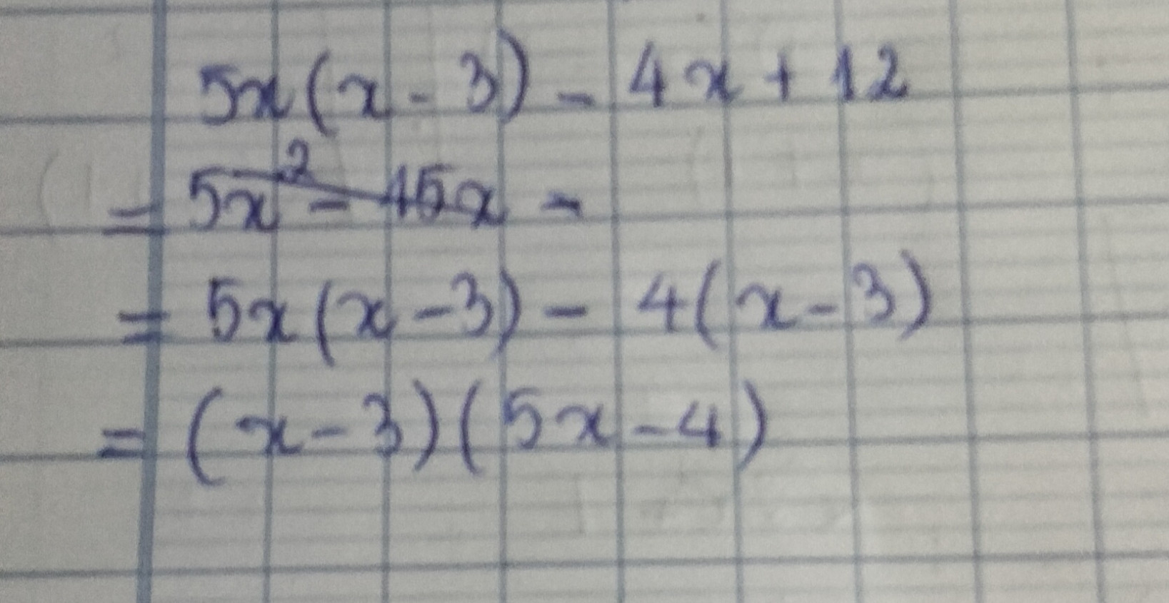 5x.(x-3)-4x+12