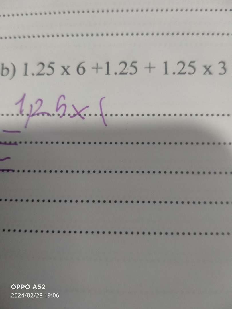 1,25 x 6 + 1,25 x 1,25 x 3