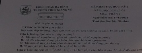 Khẳng định câu nào sau đây là đúng A tập hợp số nguyên bao gồm số nguyên âm và số dương B số đối của một số nguyên luôn nhỏ hơn chính số nguyên đó C tập hợp số nguyên bao gồm số nguyên âm số 0 và số nguyên đó B số nguyên âm lớn nhất bao gồm ba chữ số là 999