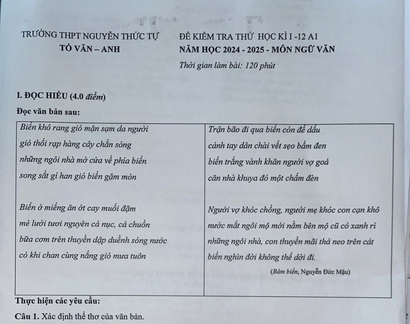 Xác định thể thơ