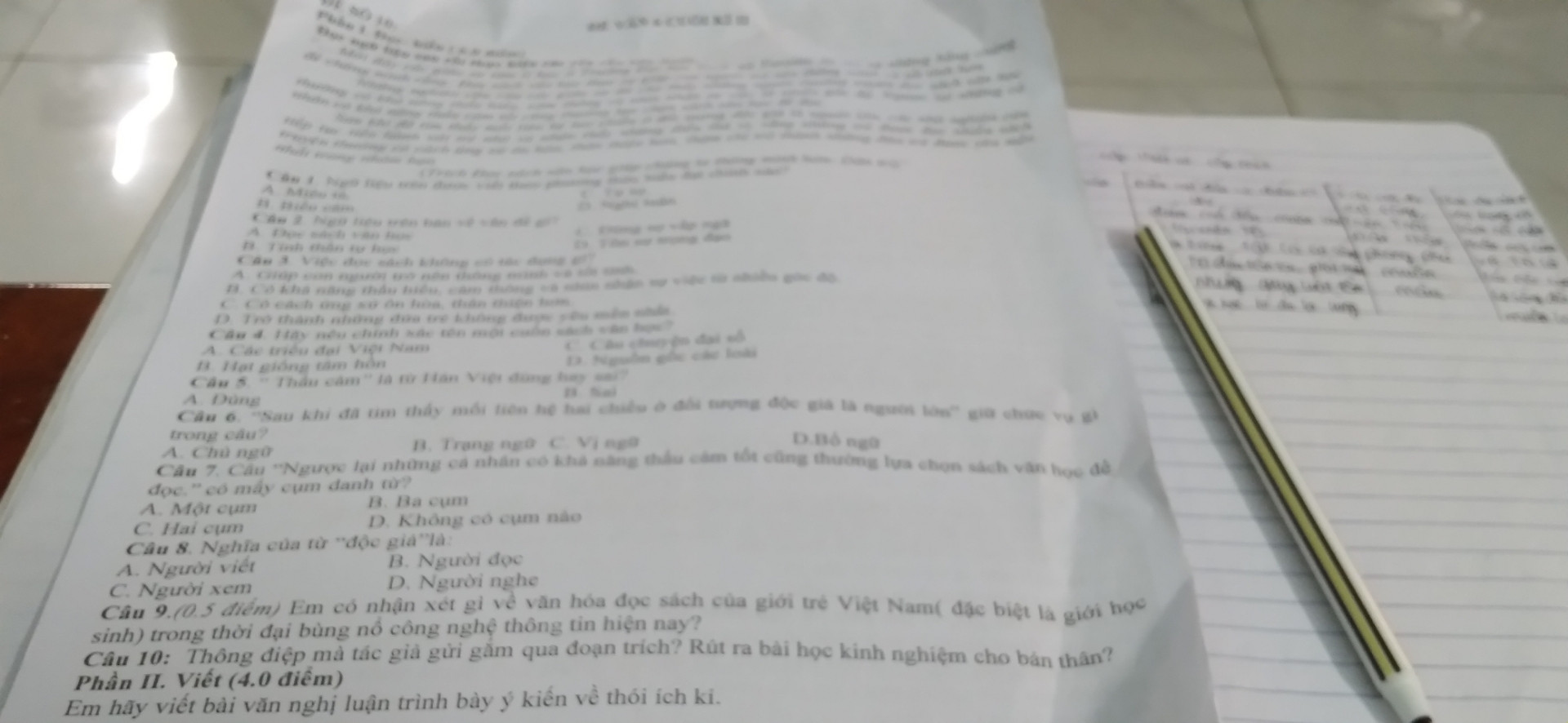 Em có nhận xét gì về văn hóa đọc sách của giới trẻ việt nam ( đặc biệt là giới học sinh ) trong thời hiên j tại bùng nổ công nghệ thông tin hiện tại