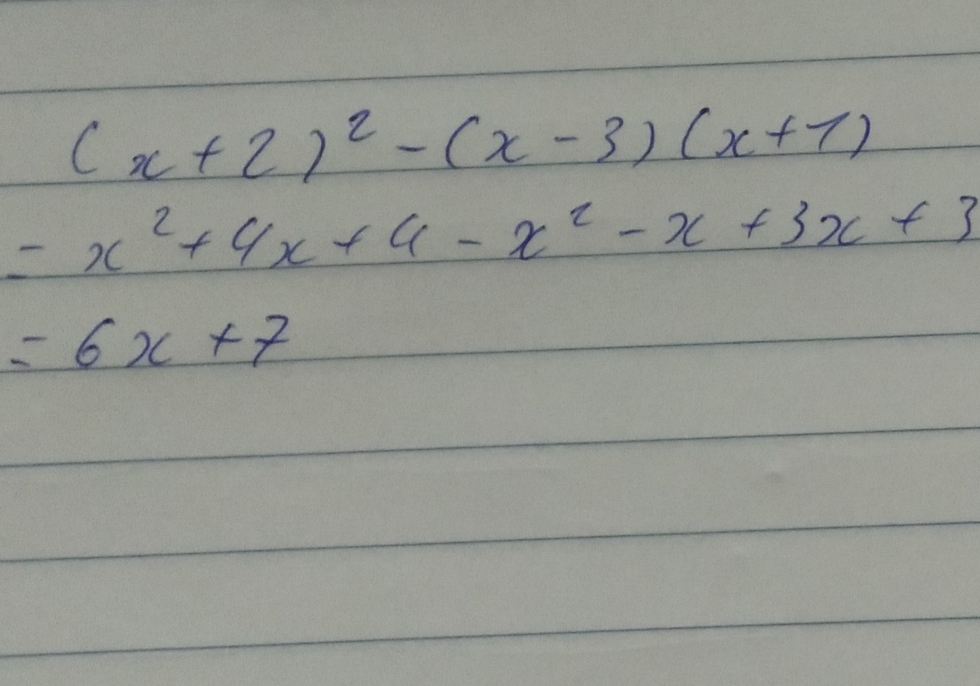Thực hiện phép tính : (x+2)²-(x-3)(x+1)