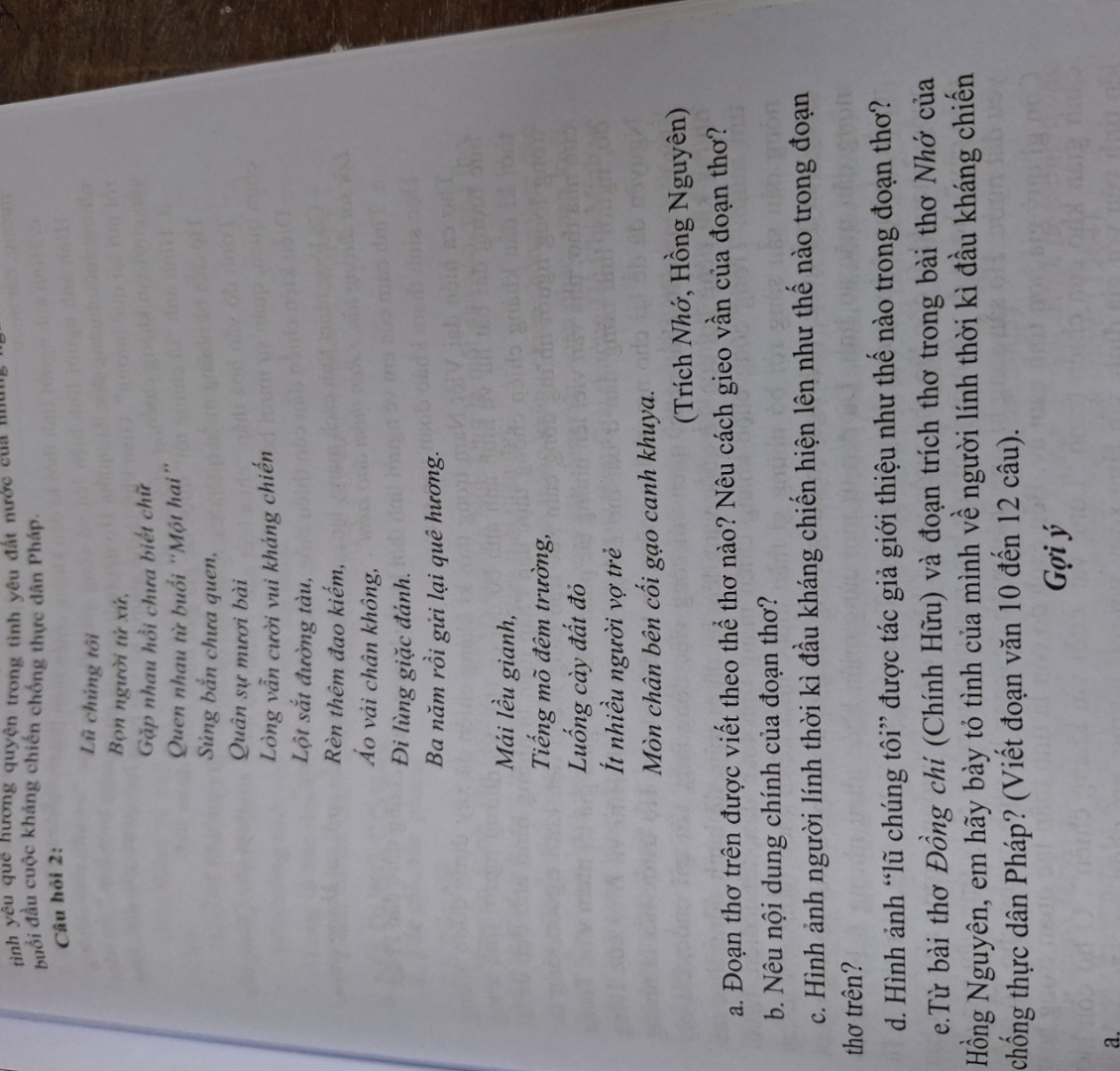 Trích nhớ hồng nguyên a. đoạn thơ trên được viết theo thể thơ nào? , nêu cách gieo vần của đoạn thơ ?