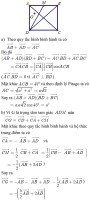 Cho hình vuông ABCD cạnh a. M là trung điểm của AB,G là trọng tâm tam giác ADM 
Tính giá trị các biểu thức sau:
 a (AB+AD)(BD+BC)     b CG(CA+DM)