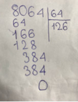 Đặt tính rồi tính.8064 chia cho 64 bằng bao nhiêu