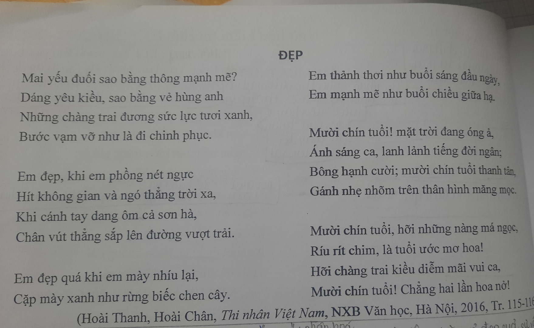 Giúp em nlvh bài thơ "Đẹp" của Hoài Thanh với ạ