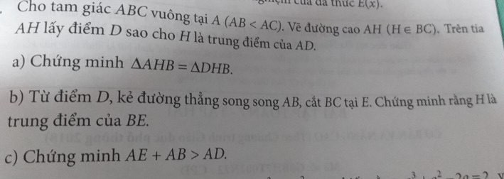 c/m 
AE + AB > AD