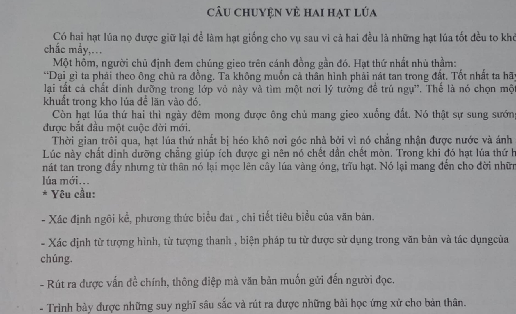 Câu chuyện về hai hạt lúa