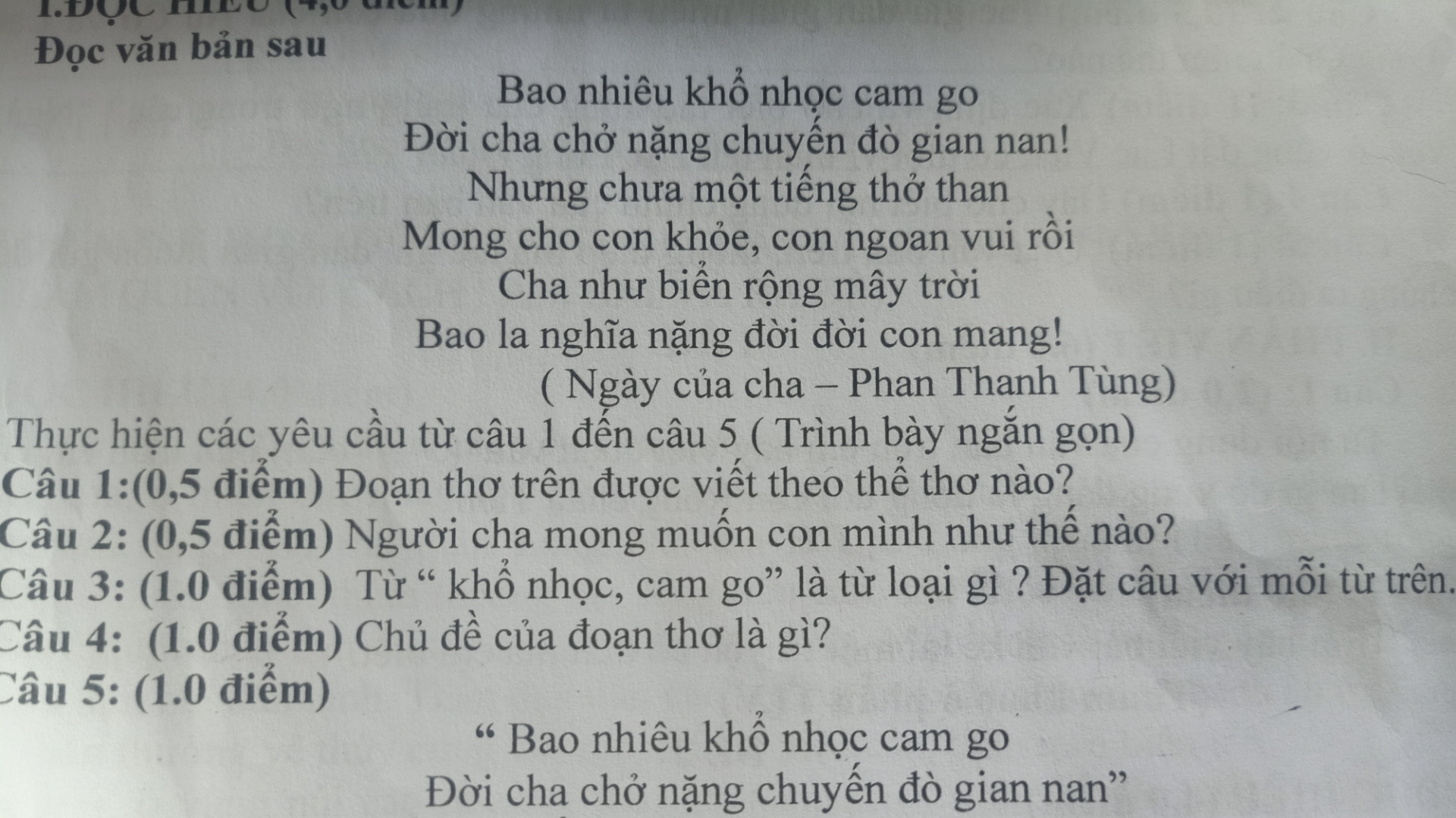 Qua bài ca dao ngày của cha ,người cha mong muốn con mình như thế nào