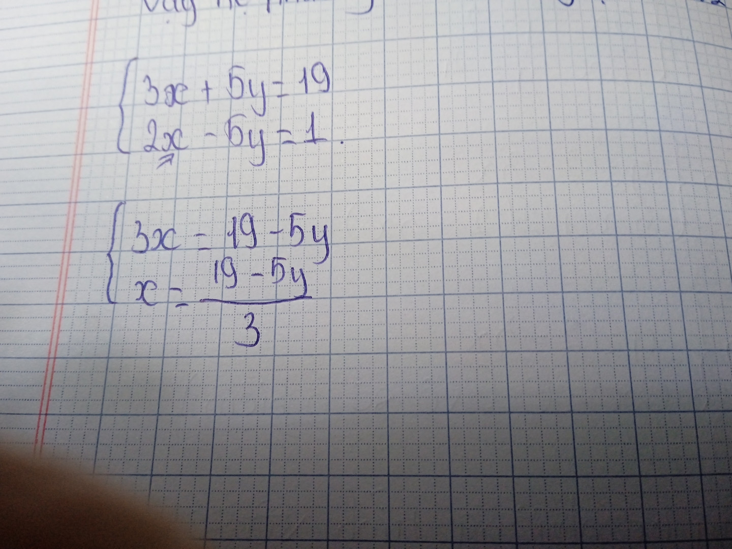 Này là bài tập giải tìm hệ phương trình hay sao á là 3x + 5y = 19 2x - 5y = 1 mà hai câu đó là ở trong một cái ngoặc kép lớn á