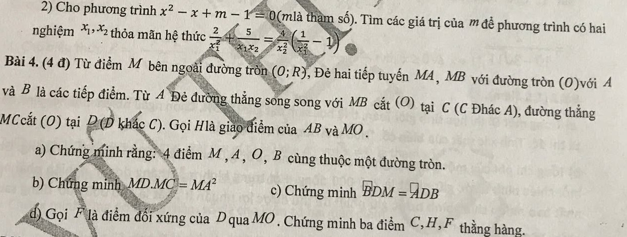 Chứng minh BDM = ADB
