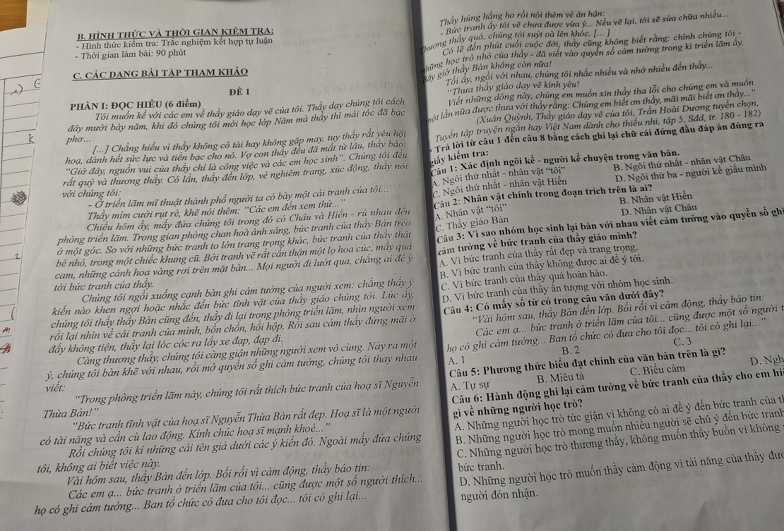 Viết đoạn văn 10-12 câu về thầy dạy vẽ trog bài Thầy giáo dạy vẽ của tôi của Xuân Quỳnh