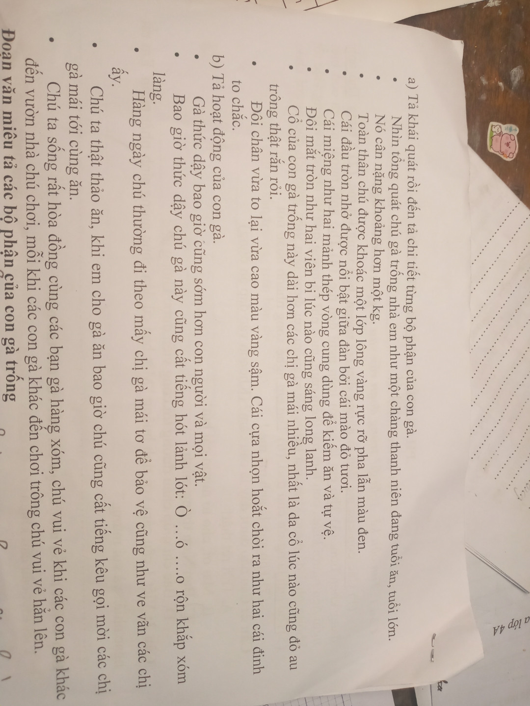 Viết bài văn tả con gà trống
