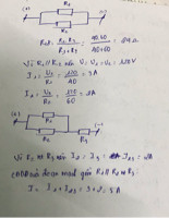 Cho hai điện trở r1 = 40 ôm R2 = 60 ôm mắc song song với nhau vào mạch điện có hiệu điện thế 120V không đổi. Vẽ sơ đồ mạch điện, tính điện trở tương đương. tính cường độ dòng điện chạy qua mỗi điện trở. Mắc nối tiếp Điện trở R3= 30 ôm nối tiếp  với điện trở R2 Vẽ sơ đồ mạch điện và tính cường độ dòng điện  của cả mạch