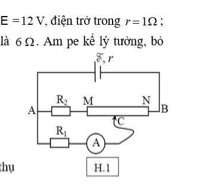 cho mạch điện như hình nguồn điện có suất điện động e = 12v điện trở trong r =1