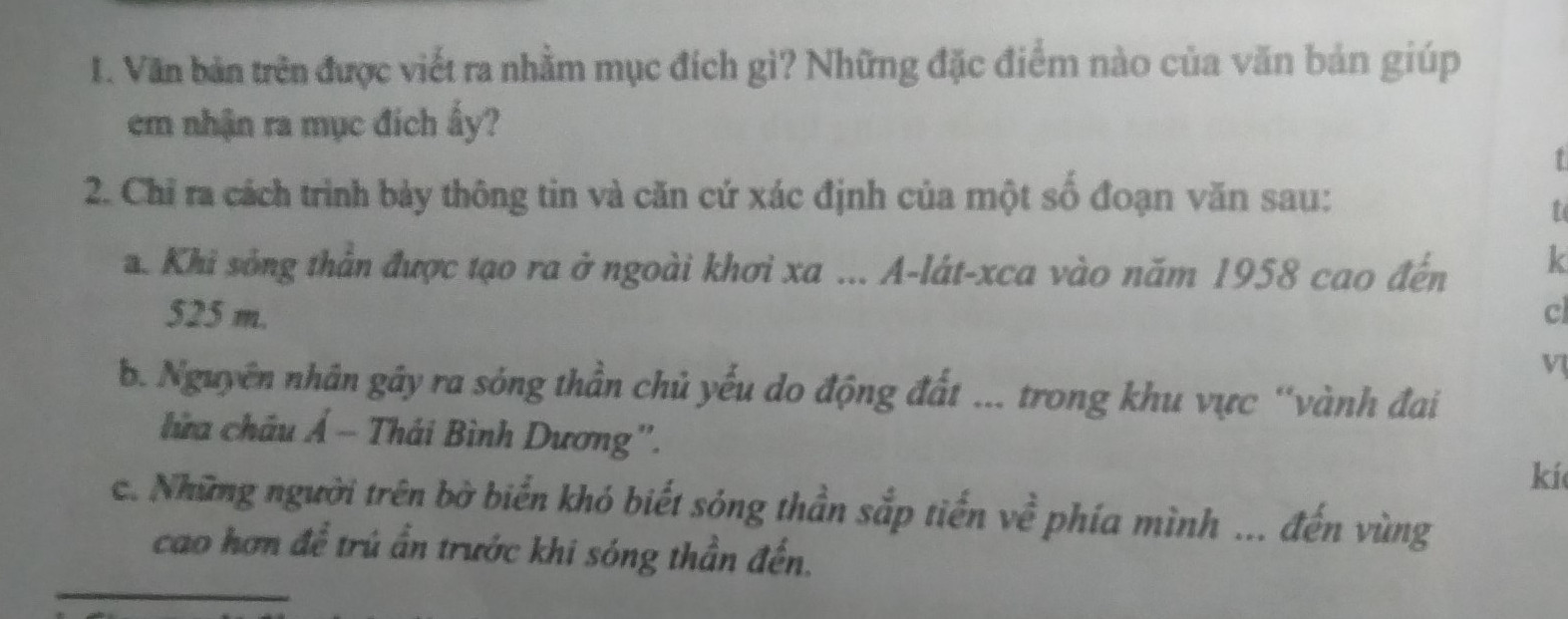 Bài tập văn bản 1: em biết gì về sóng thần