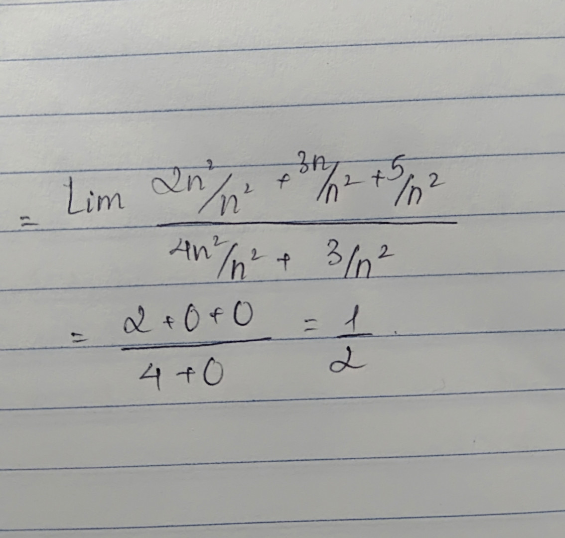 Lim 2n2 +3n+5:4n2+3