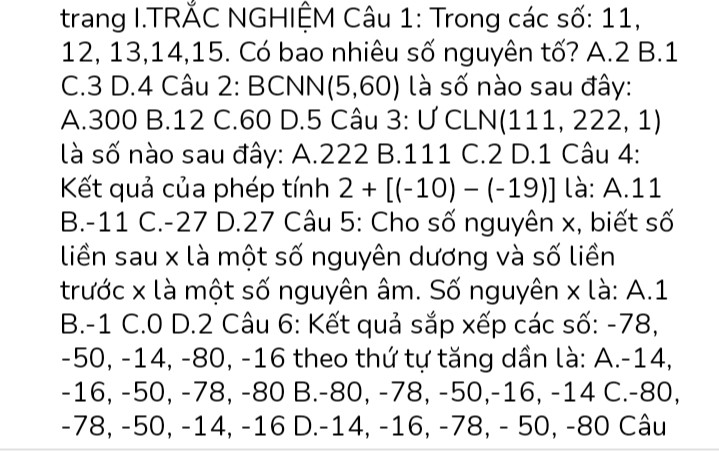 Trong các số 11;12;13;14;15 cs bao nhiêu số nguyên tố
