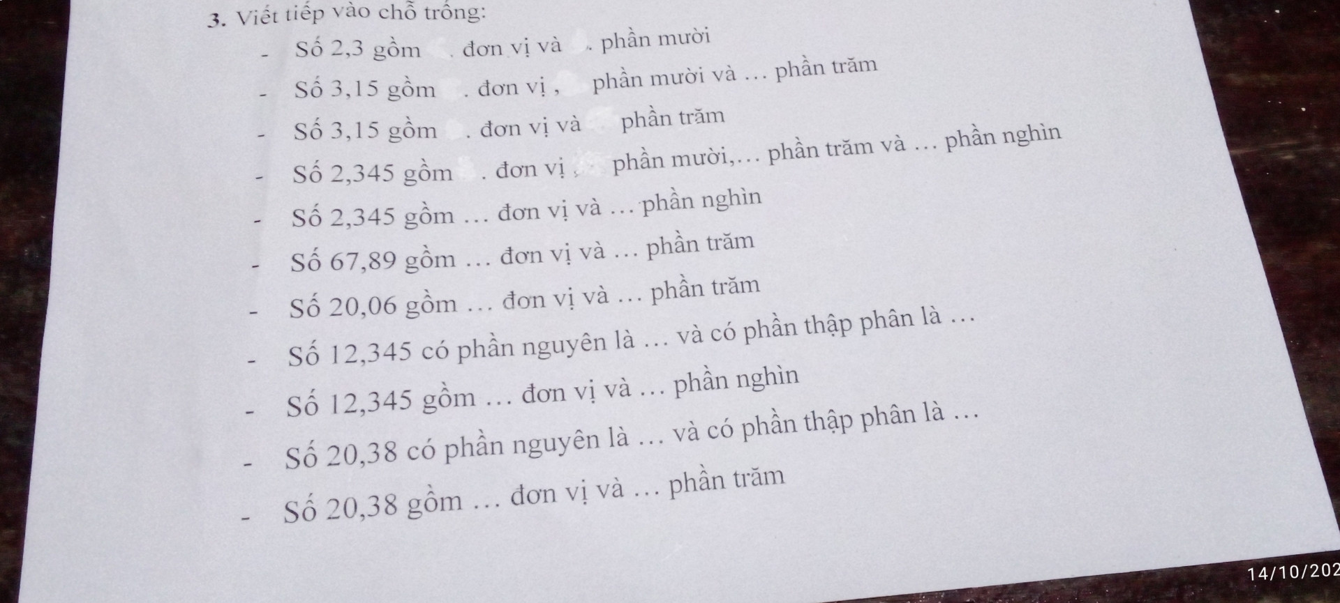 Bài vận dụng của tuần sáu