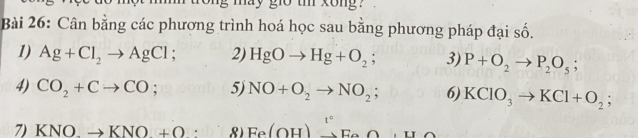 Cân bằng phương trình HgO ->Hg + O2 bằng phương pháp đại số? 