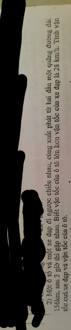 Một ô tô và một xe đạp chuyển động từ hai đầu một quãng đường sau 3 giờ thì gặp nhau
