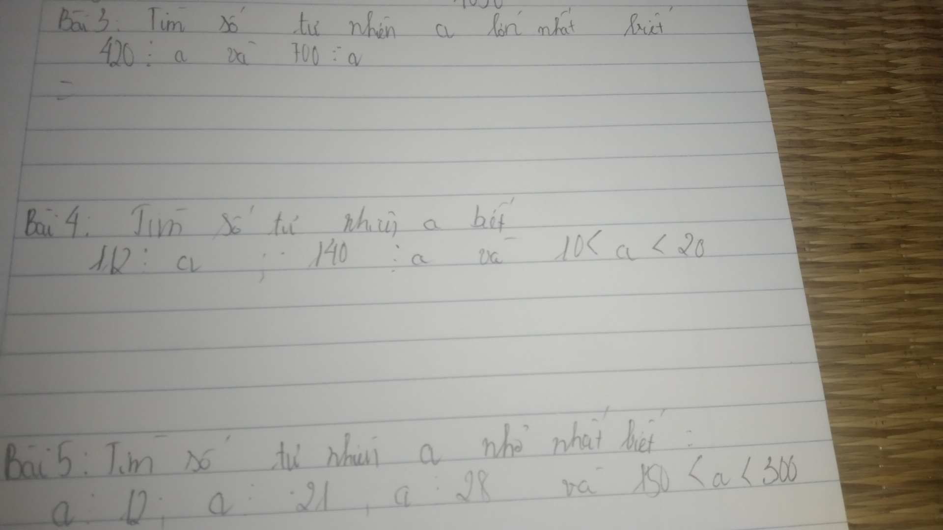 Giải cho e bài này với Tìm số tự nhiên a biết 112⋮a ; 140⋮a và 10<a<20