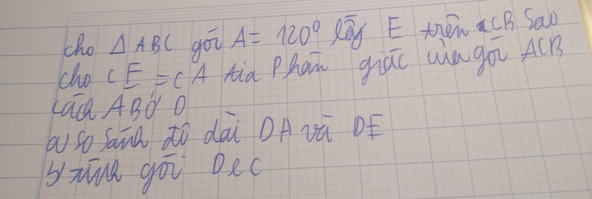 Cho tam giác ABC có AB < AC. Kẻ tia phân giác AD của góc BAC (D thuộc BC).