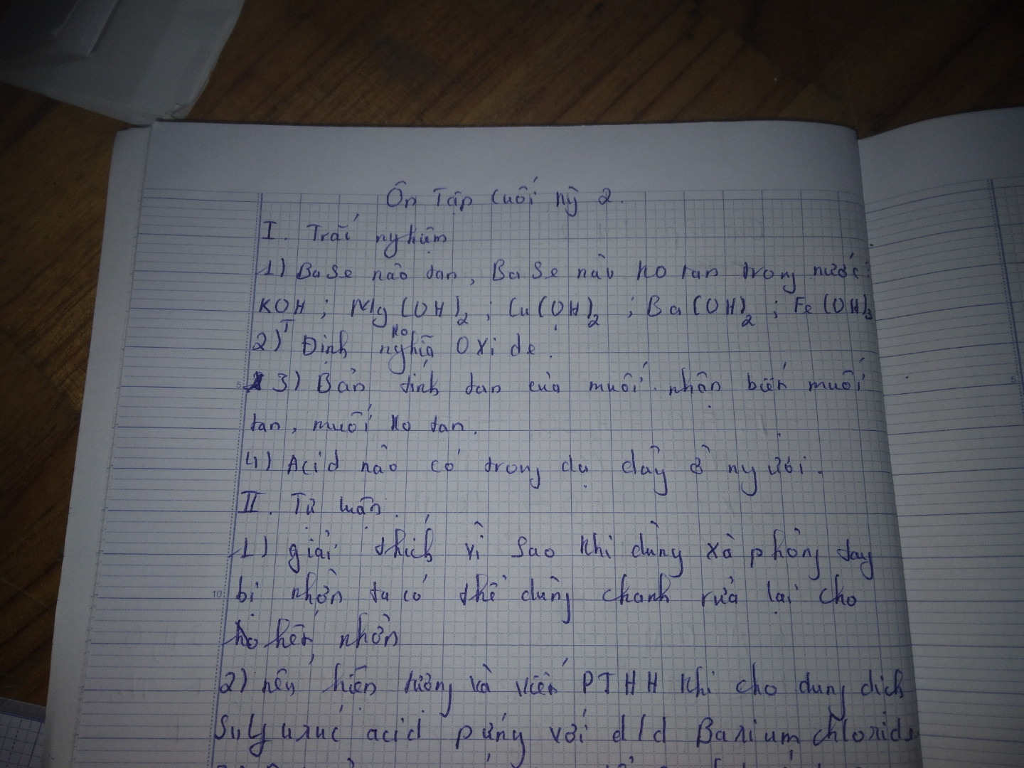 Hãy nêu tính chất hoá học của: Muối,Base ,Oxide bao gồm -oxide acid ,-oxide base , acid